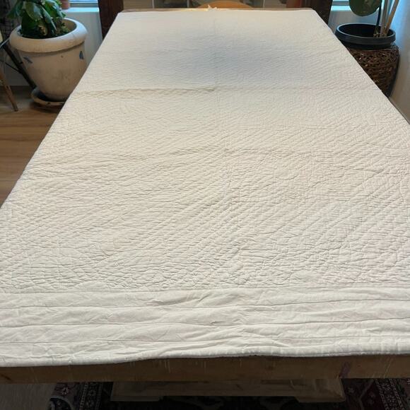 White Cotton Quilt Hand Quilted Bedspread 80"x 85" - Picture 1 of 14